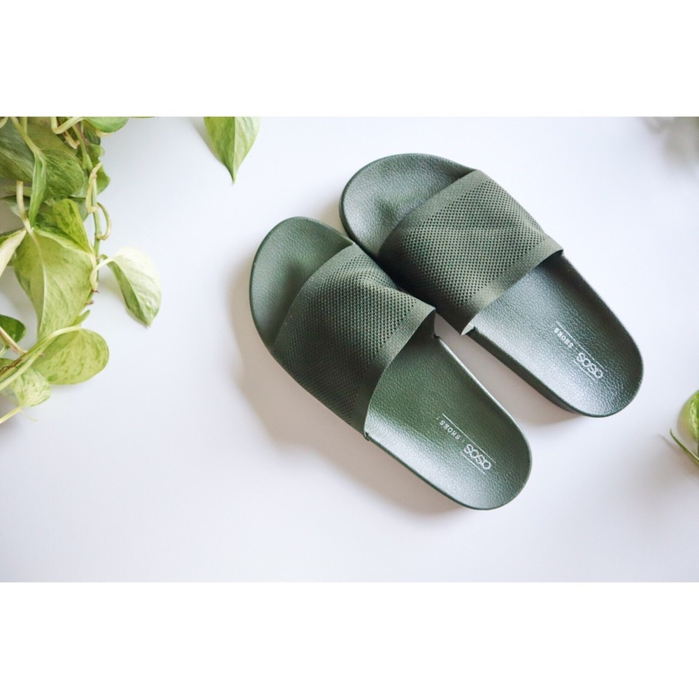Olive Green Slider Sandals